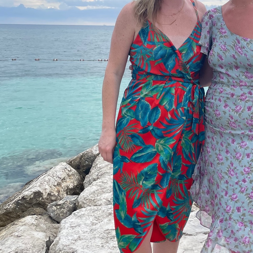 Nicole Miller New York Red Floral Wrap Dress
